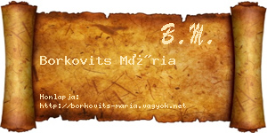 Borkovits Mária névjegykártya